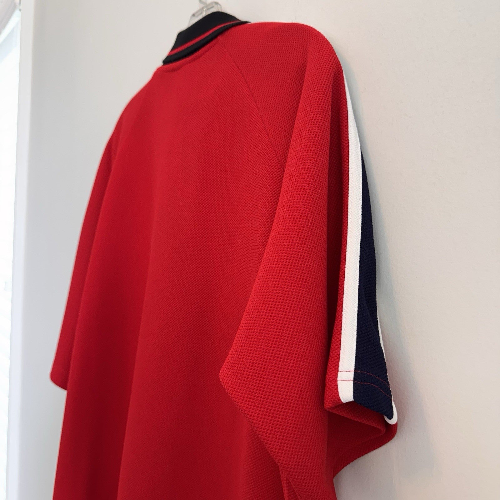 Vintage Tommy Hilfiger Tommy Gear XL 1/4 Zip Polo Shirt Red Mesh 90s Streetwear