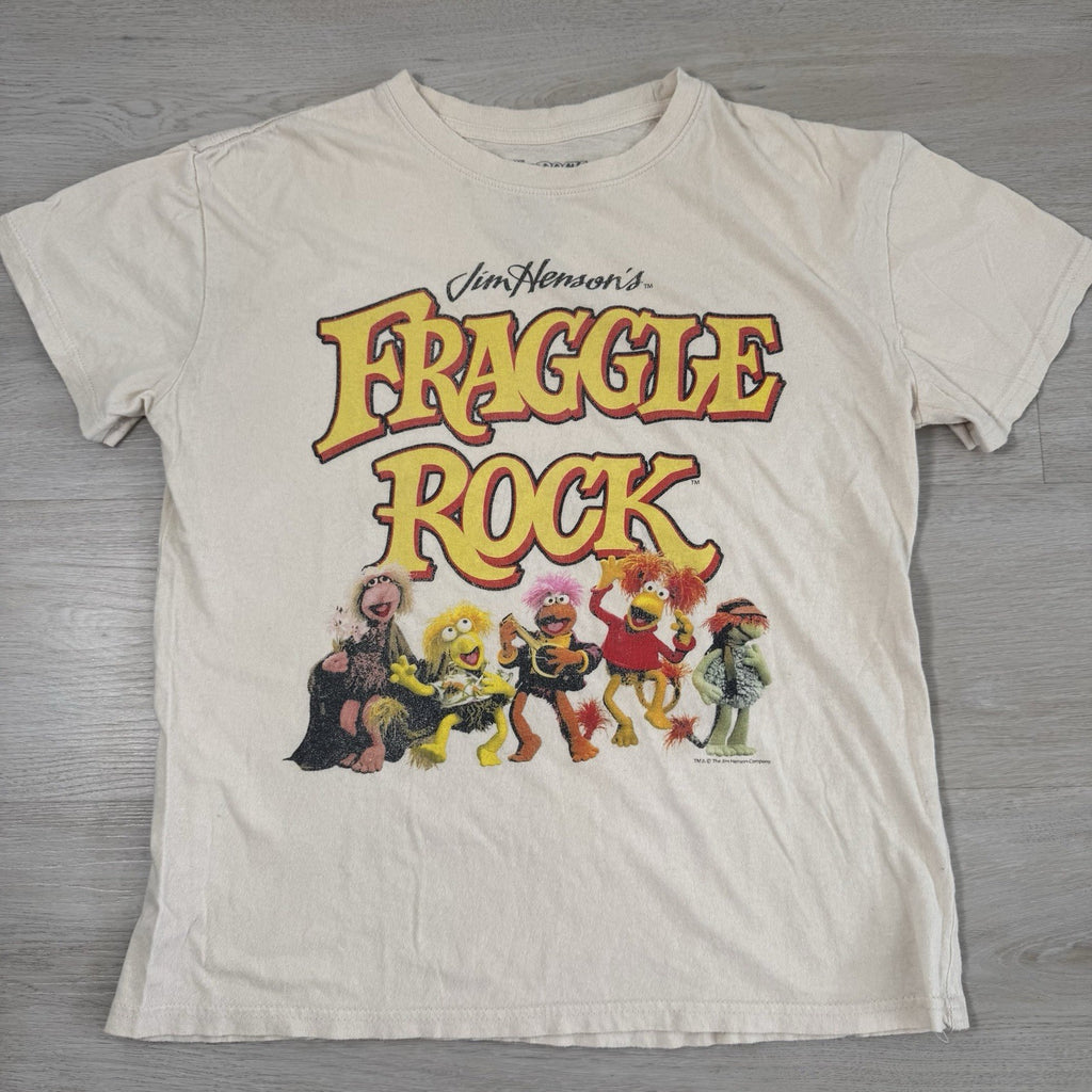 Fraggle Rock T Shirt Size M, Beige, 100% Cotton, Pre-Loved, Good Condition