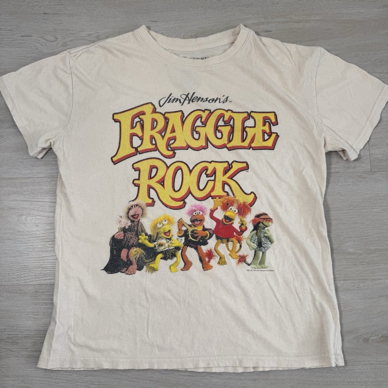 Fraggle Rock T Shirt Size M, Beige, 100% Cotton, Pre-Loved, Good Condition