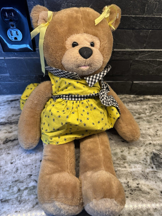Vintage Rare Wacky Bear Factory Brown Bear In Dress Stuffed Plush 2000