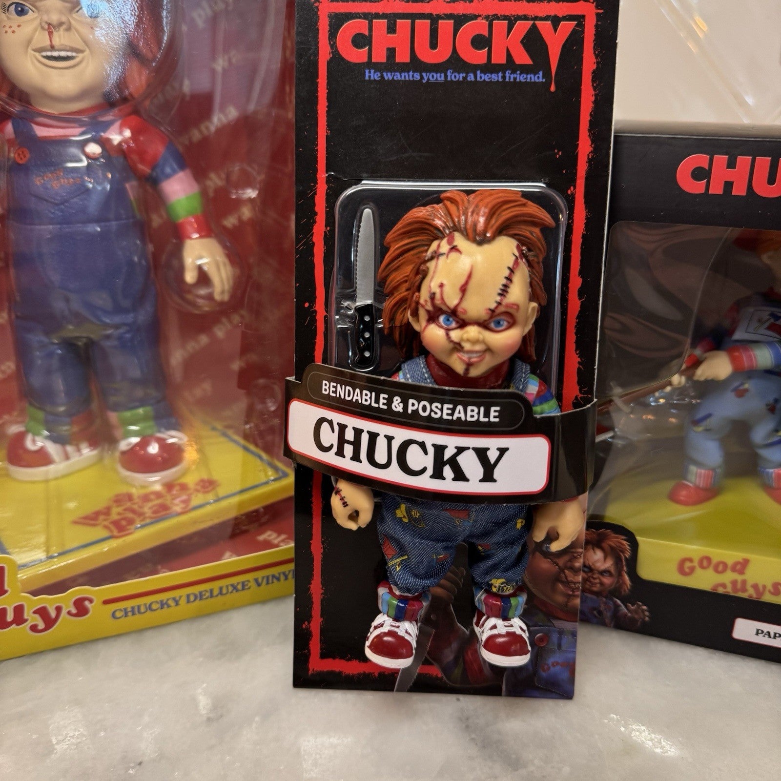 Chucky Horror Collectibles Lot CultureFly Figure Bendyfigs & Paperweight