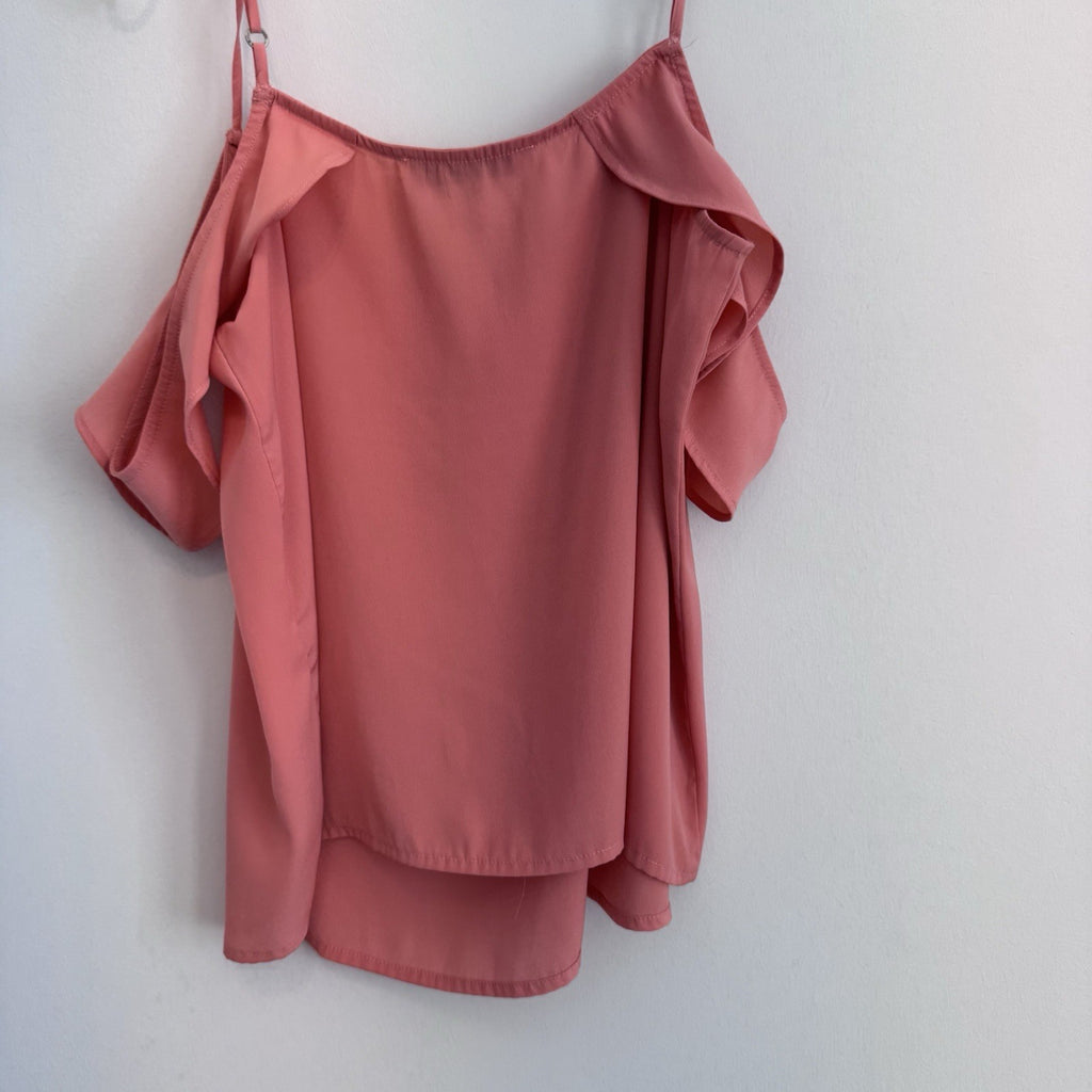 Abercrombie & Fitch Coral Cold Shoulder Blouse Women’s Small Ruffle Cami Top
