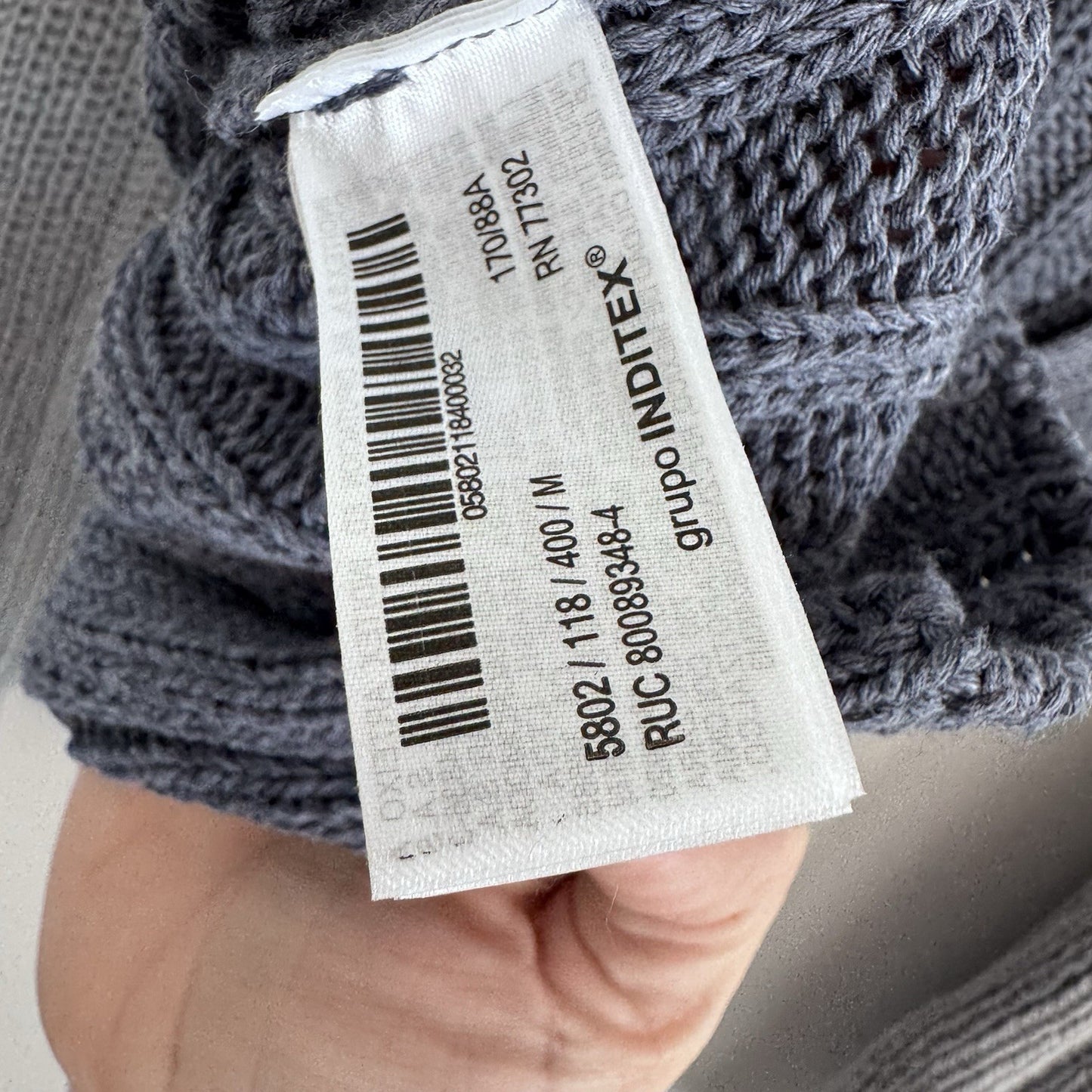 Zara Knit Tie Back Sweater Blue Gray Colorblock Long Sleeve Size M NWT 