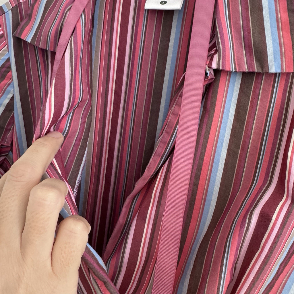 Motherhood Maternity Women’s Y2K Striped Tie Front Blouse Pink S
