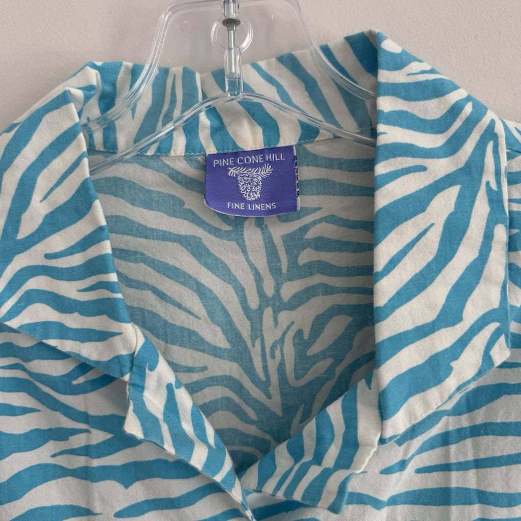 Pine Cone Hill Small Blue Zebra Print Cotton Blouse India
