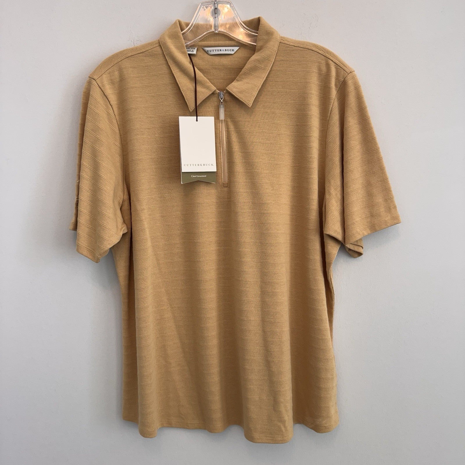 Cutter & Buck Men XXL NWT 1/4 Zip Polo Shirt San Diego Sailboat Mustard