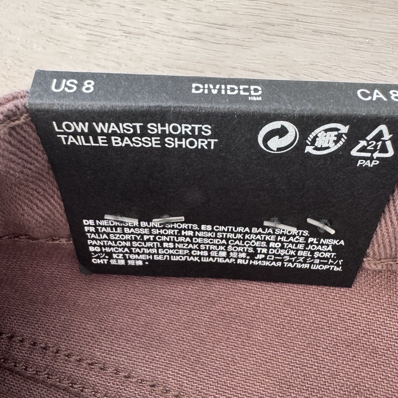 H&M Divided Low Rise Shorts US 8 Mauve Y2K NWT