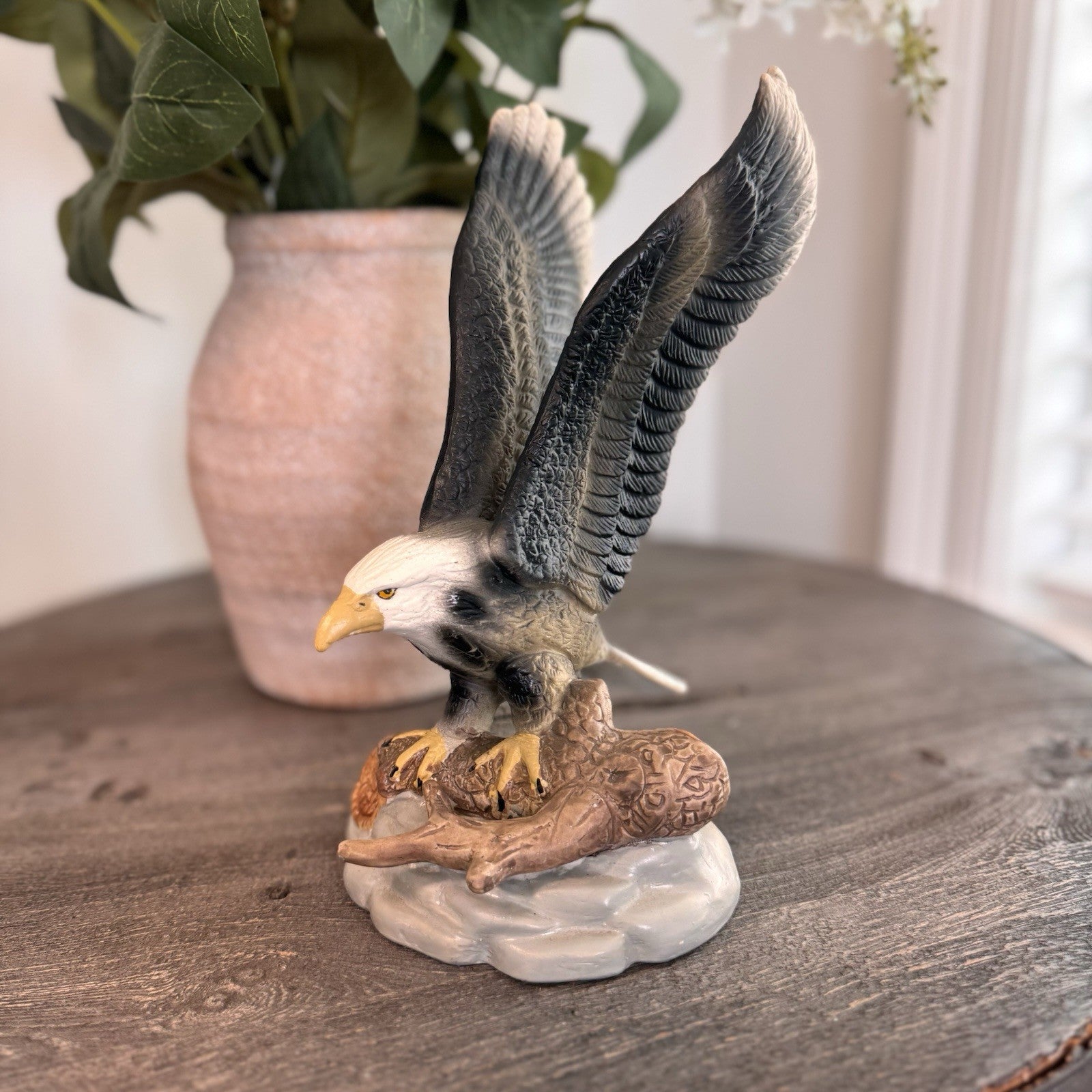 Vintage Bald Eagle Porcelain Figurine Large Wingspan American Wildlife Decor