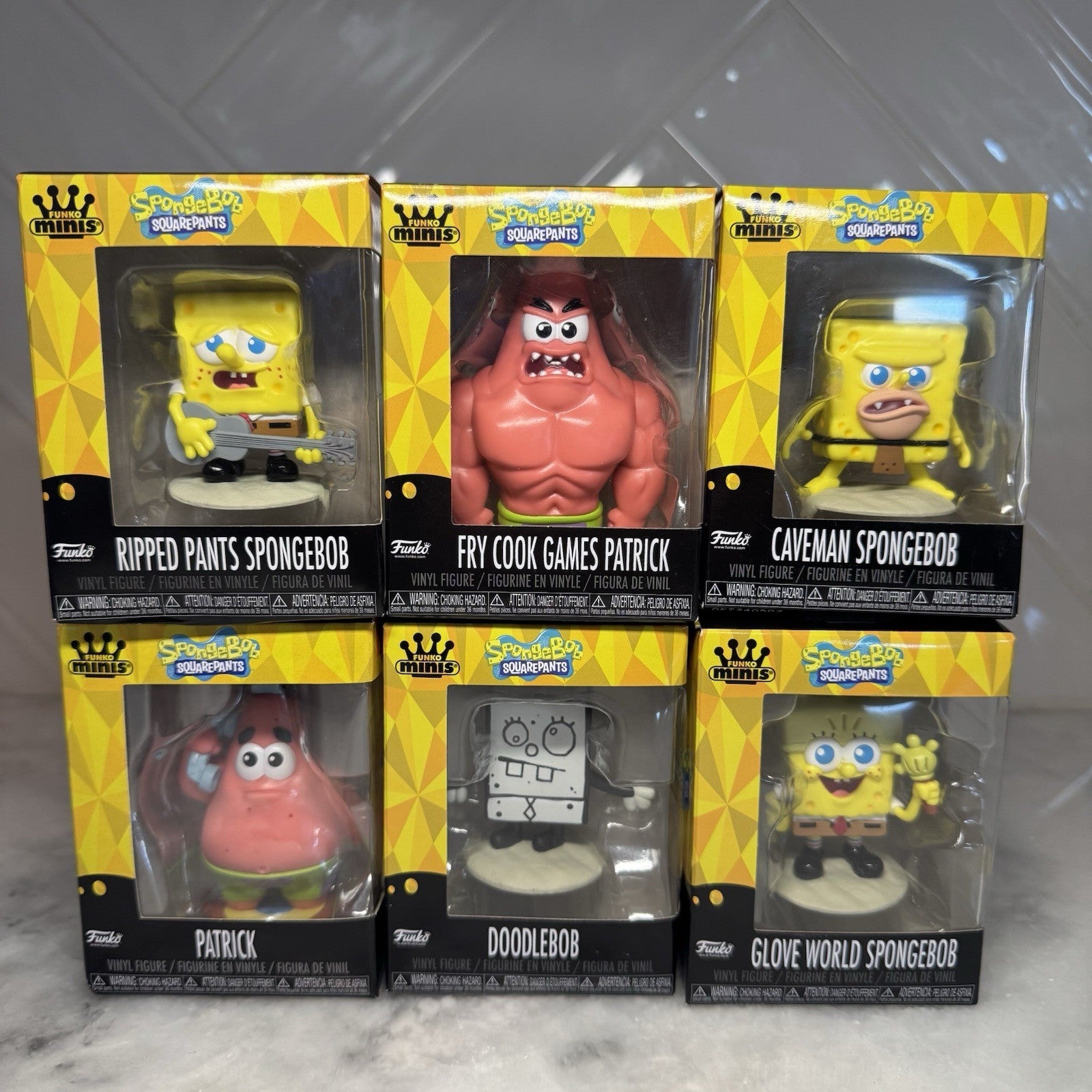 Funko Minis SpongeBob Set of 6 DoodleBob Patrick Caveman NIB Complete Set