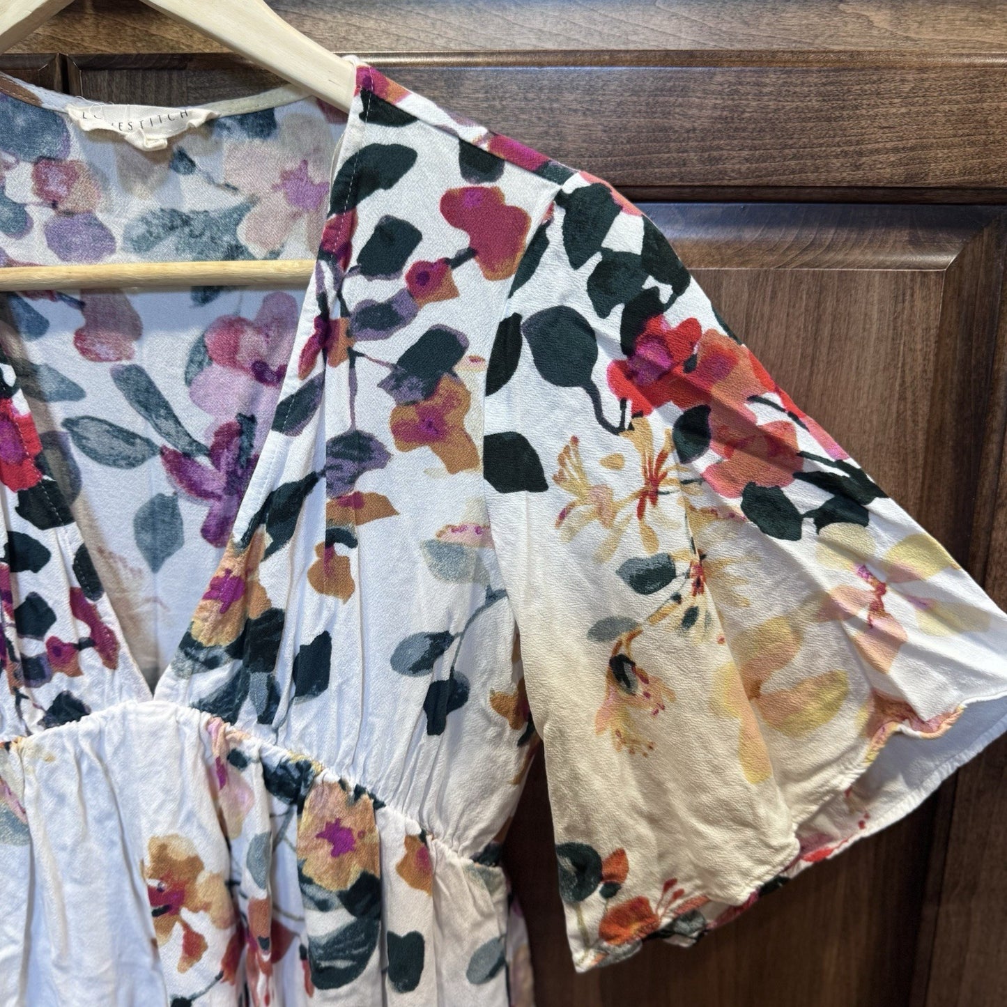 Lovestitch Women’s Boho Floral Mini Dress Size Small White 