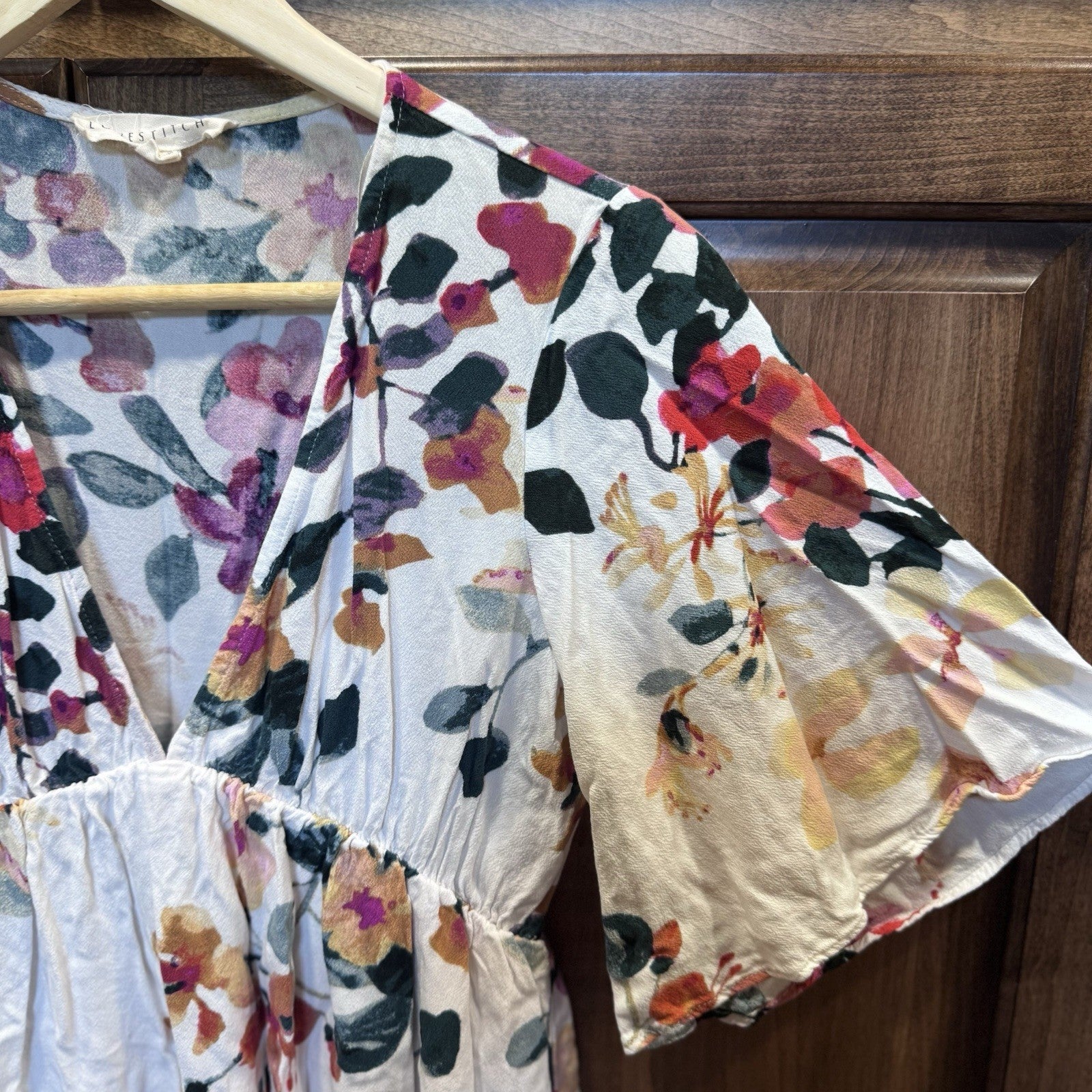 Lovestitch Women’s Boho Floral Mini Dress Size Small White 