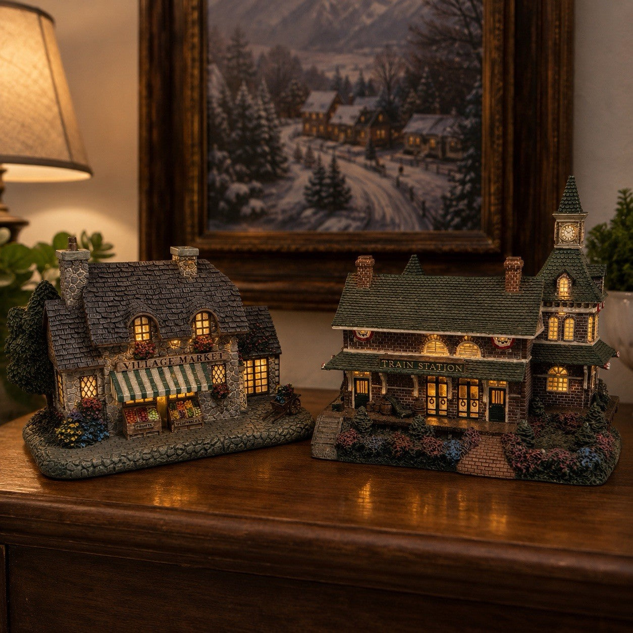 Hawthorne Village Civil War Confederate Station & Village Market Set Vintage