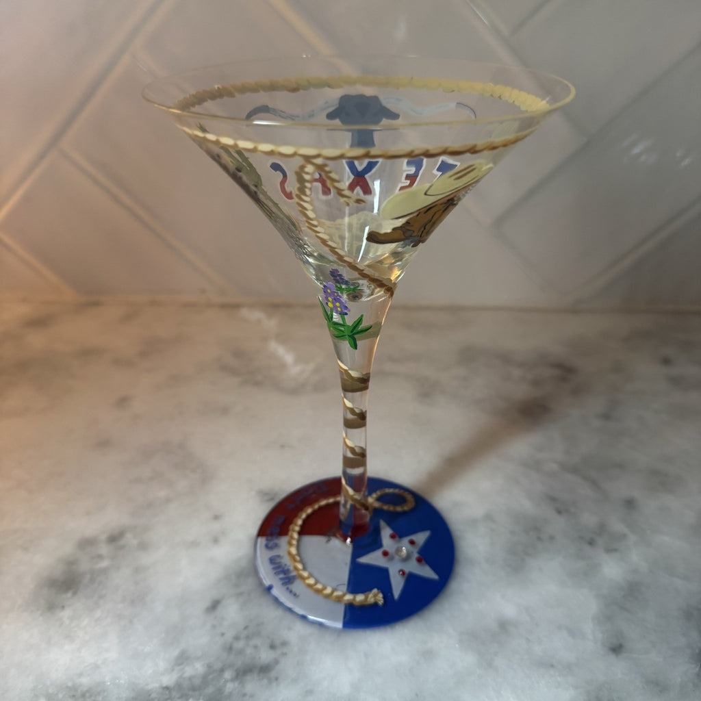 Lolita Texas-tini Hand Painted Recipe On The Bottom Martini Glass Retired