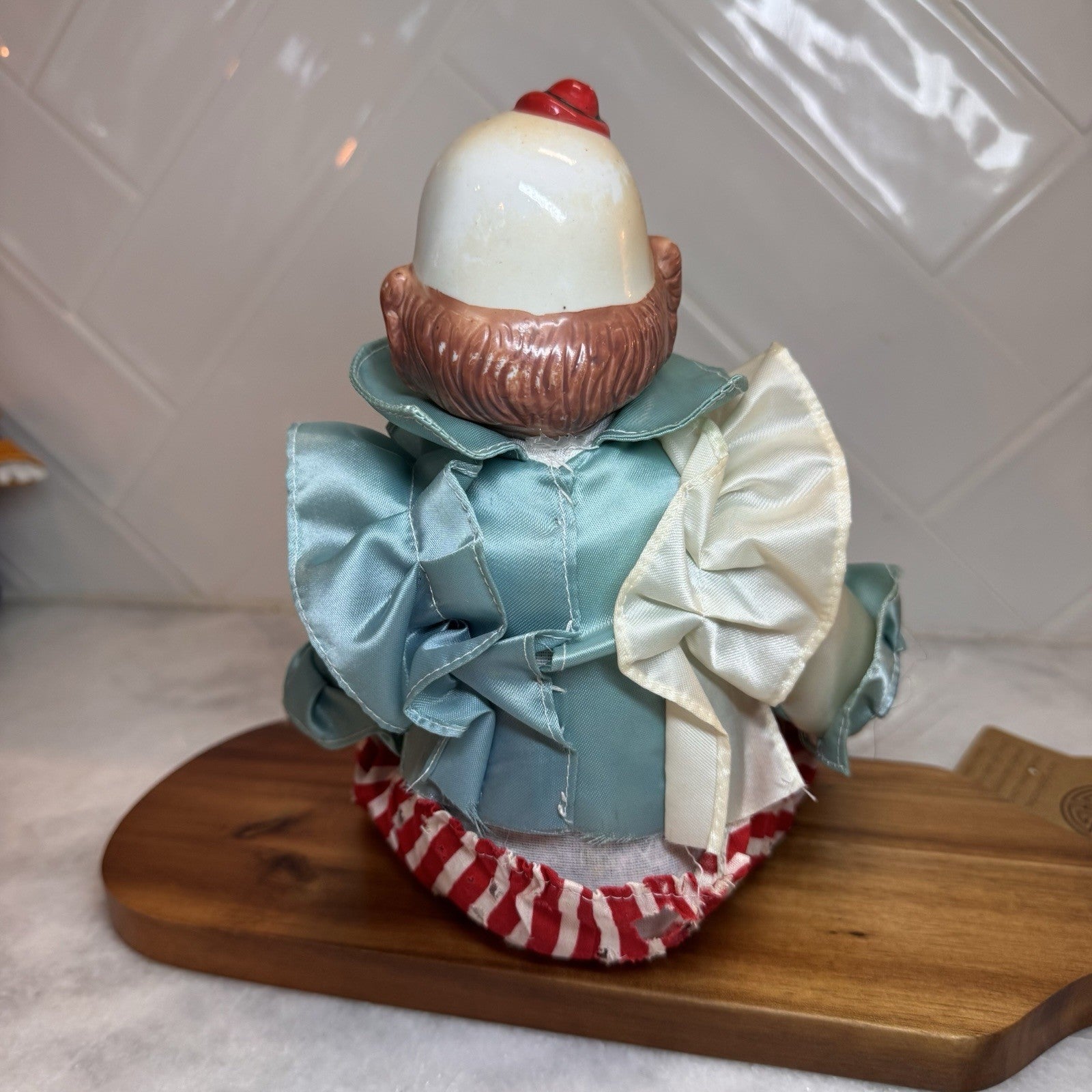 Vintage Porcelain "Shelf Sitter"  Weighted Clown Dolls - Set of 2 - Hand Painted