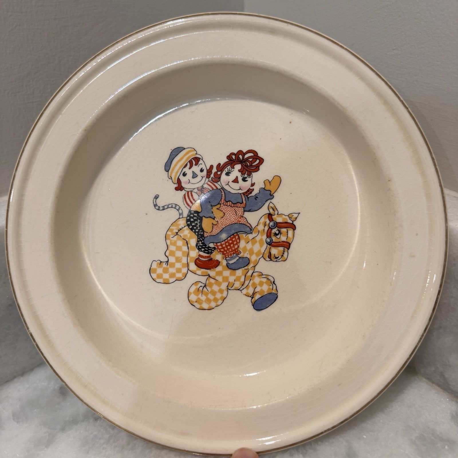 Vintage Raggedy Ann & Andy Crooksville Pottery Plate Camel with Wrinkled Knees