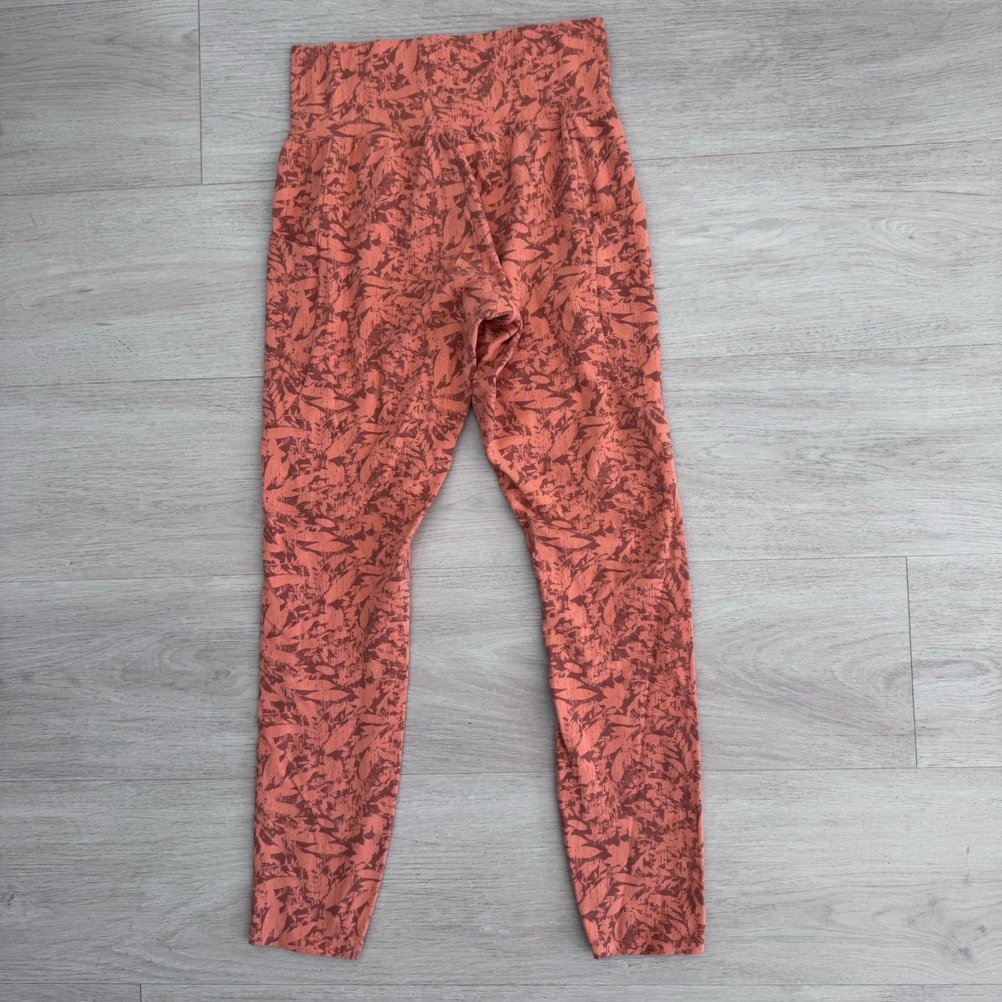 REI Leggings Womens Small Orange Floral Take Your Time 7/8 Length Athleisure