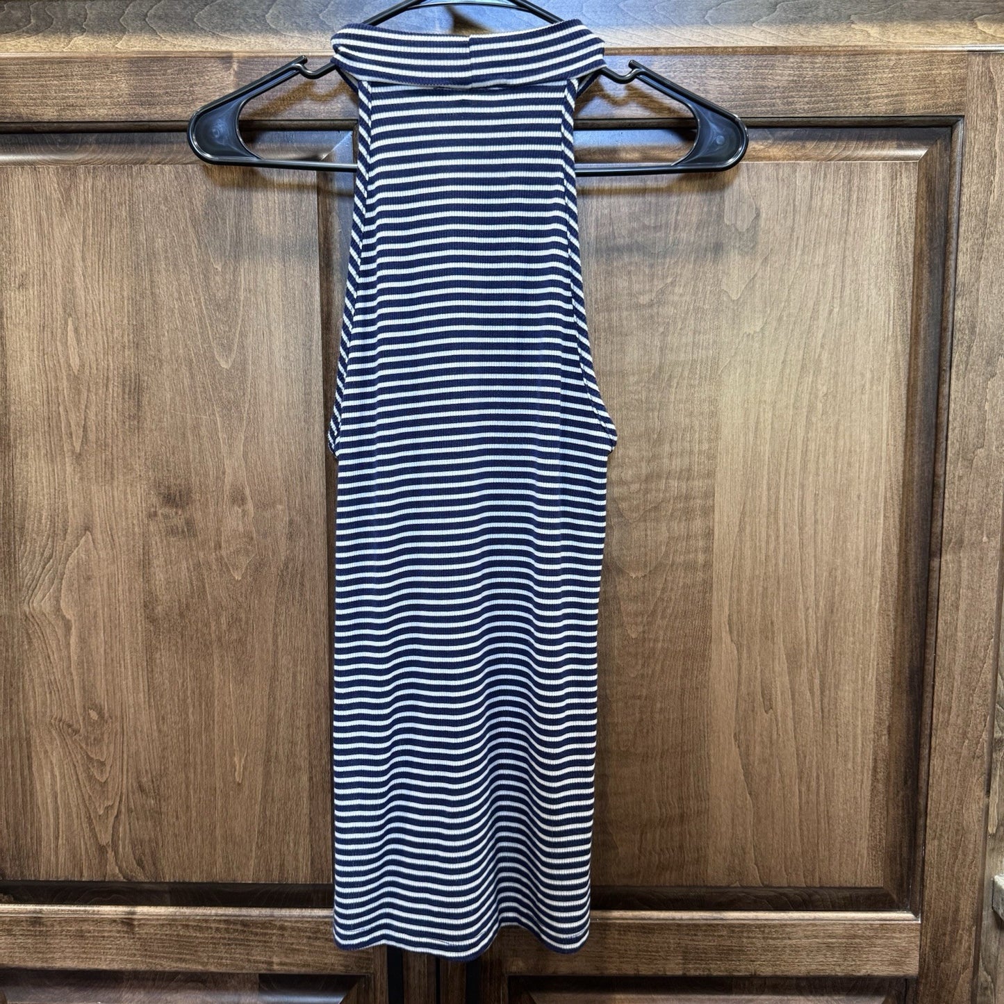 Daytrip Navy White Striped Sleeveless High Neck Tank Top Size Small Made in USA