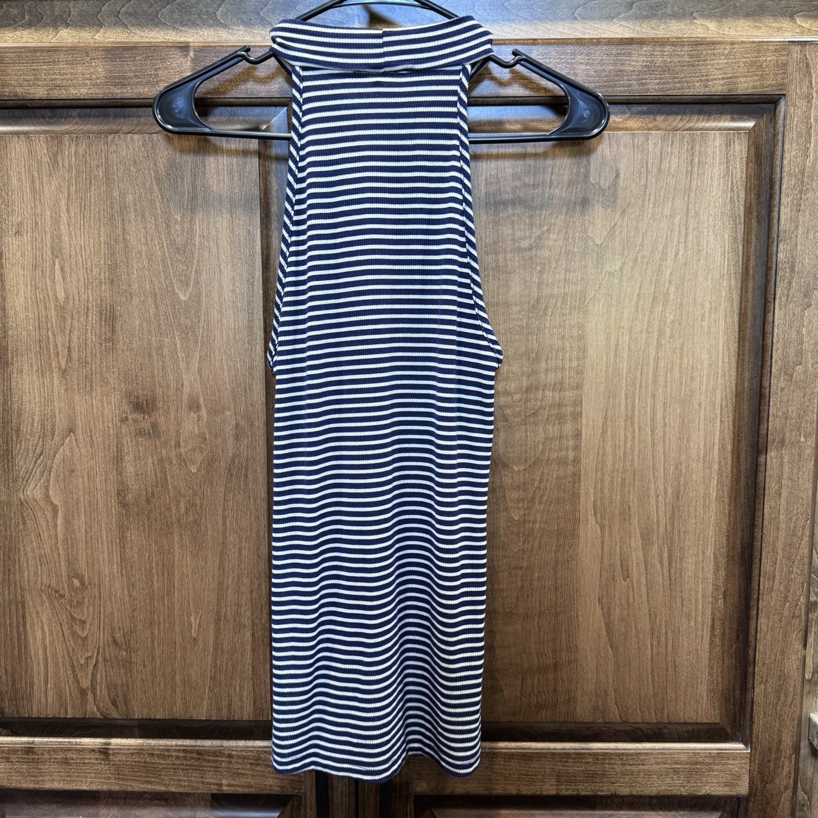 Daytrip Navy White Striped Sleeveless High Neck Tank Top Size Small Made in USA