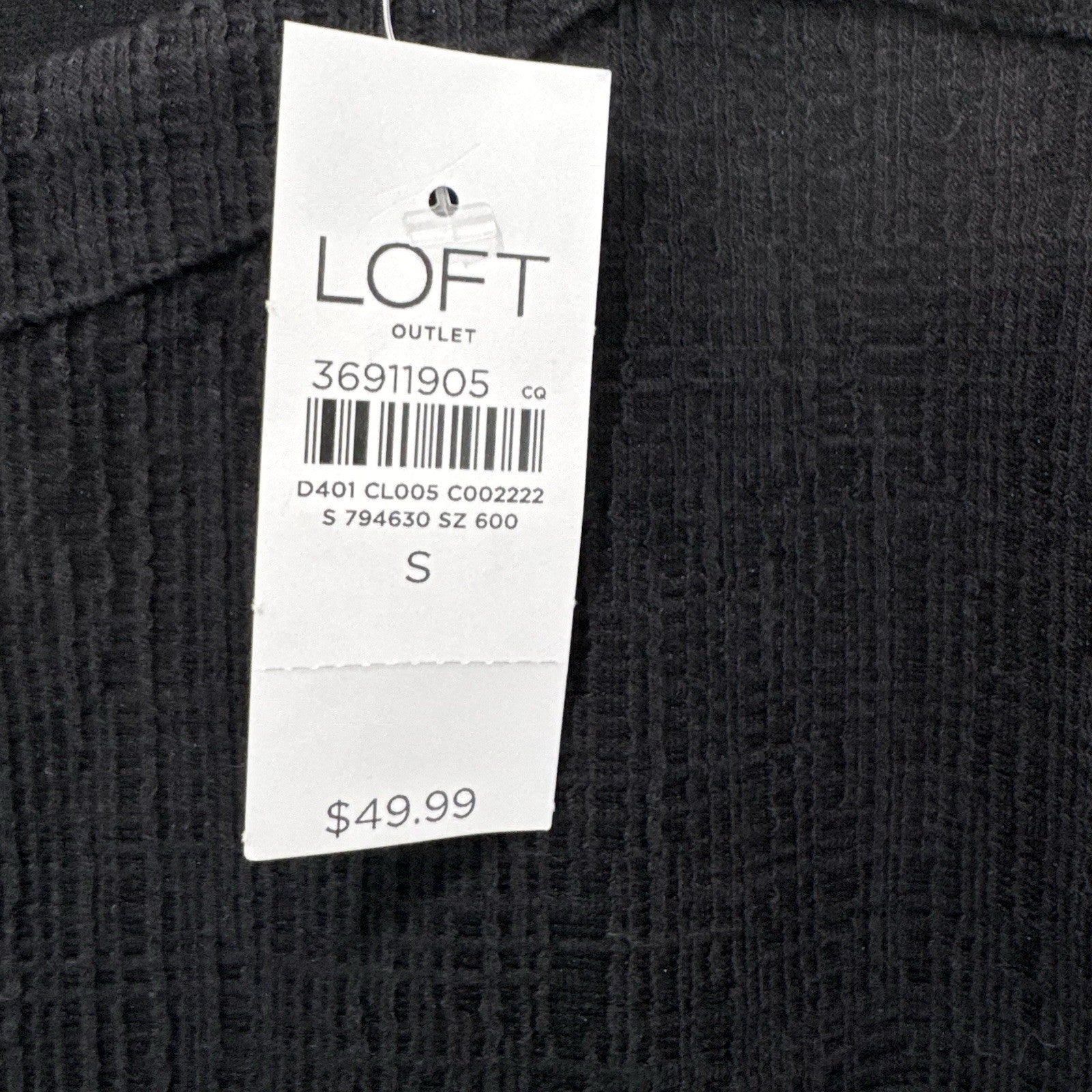 LOFT Outlet Textured Button Shoulder Top Black Sleeveless Blouse Women Small NWT