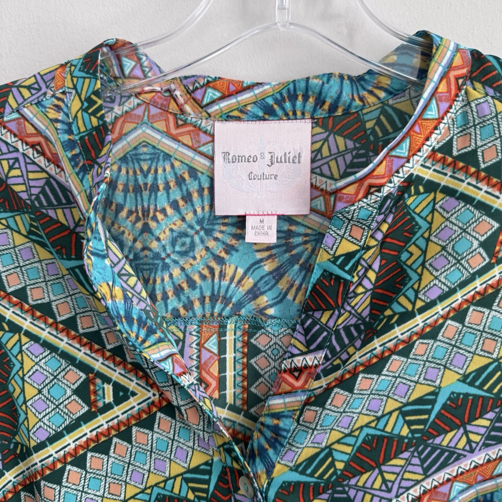 Romeo & Juliet Couture Boho Geometric Shirt Dress Size M