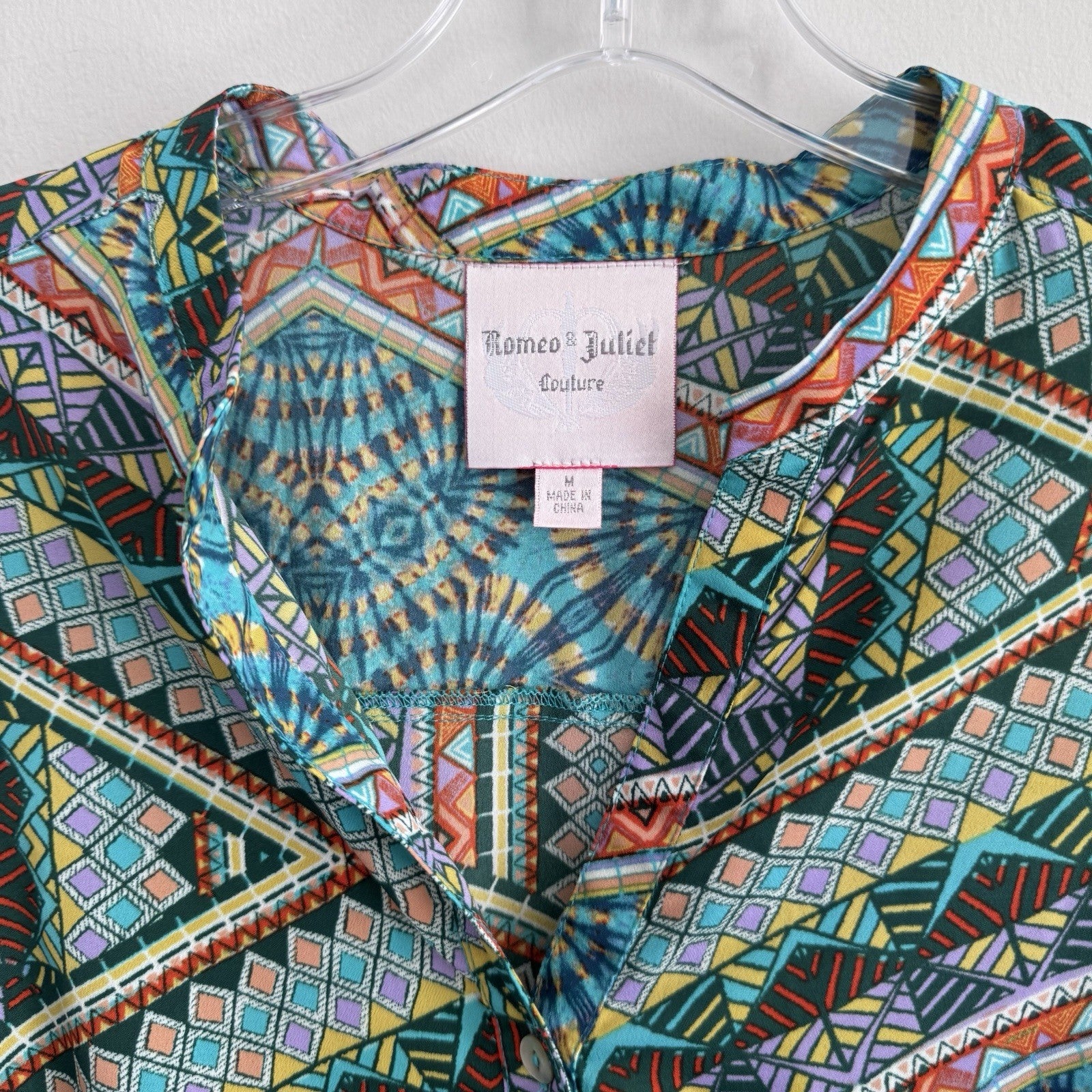 Romeo & Juliet Couture Boho Geometric Shirt Dress Size M