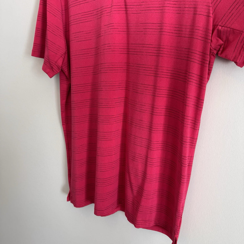 Nike Golf Dri Fit Polo Shirt Mens Large Pink Striped 1867 Logo Performance