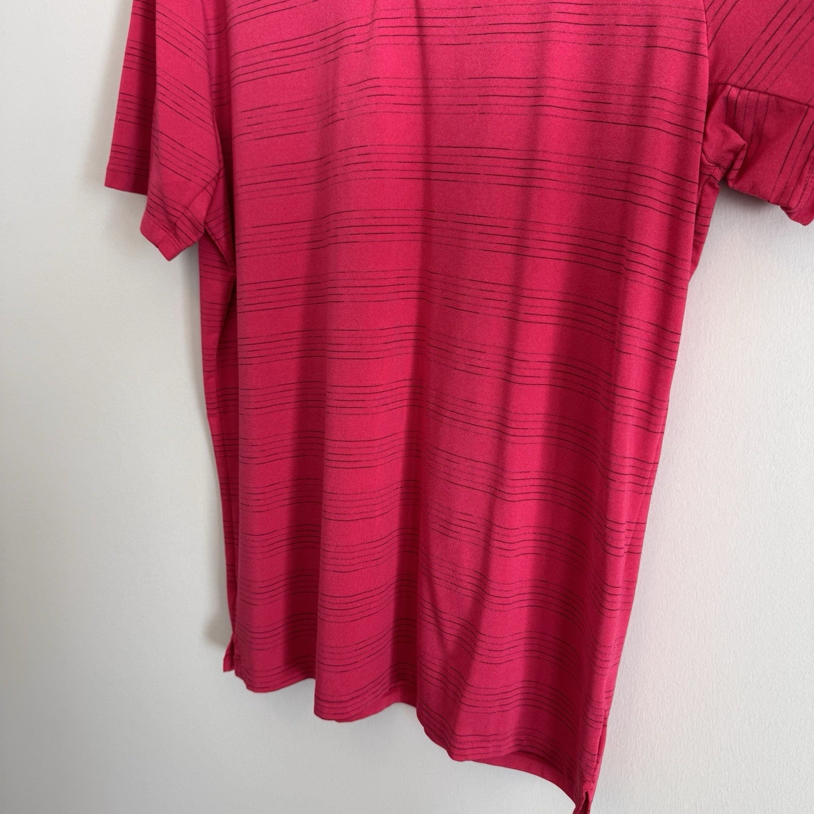 Nike Golf Dri Fit Polo Shirt Mens Large Pink Striped 1867 Logo Performance