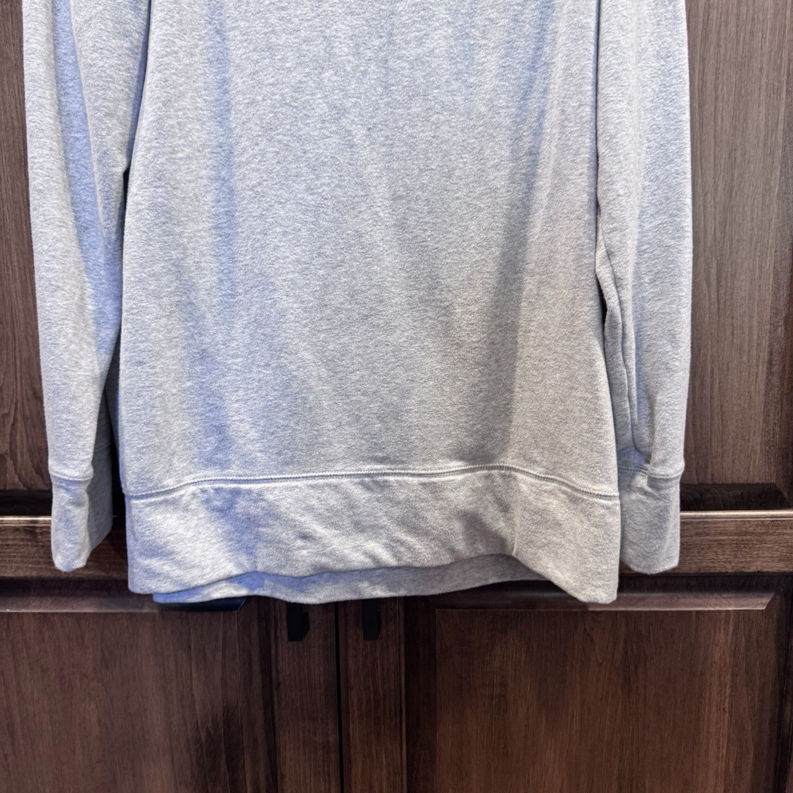 LL Bean Sweatshirt Womens M Gray Marl Cozy Pullover Cowl Neck Pocket Long Sleeve