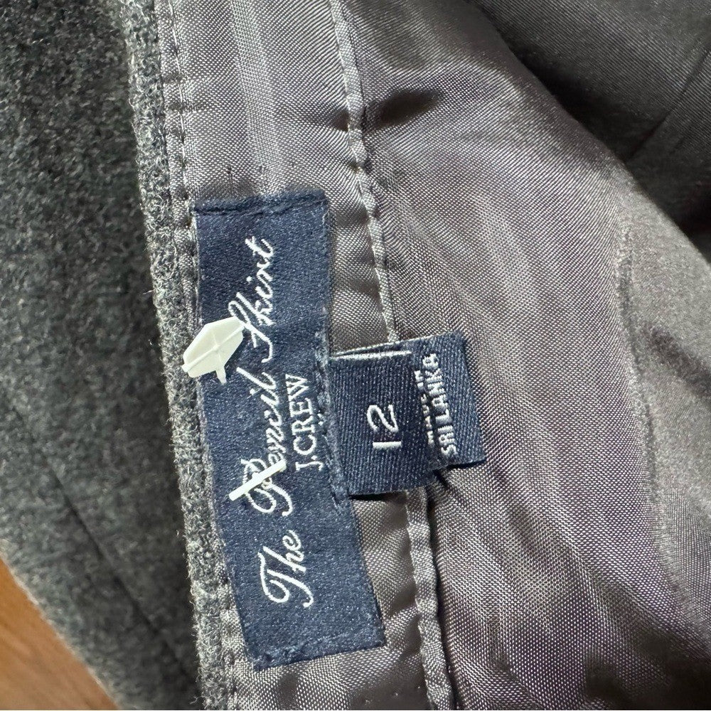 J.Crew Gray Wool Pencil Skirt with Zipper Detail - Size 12