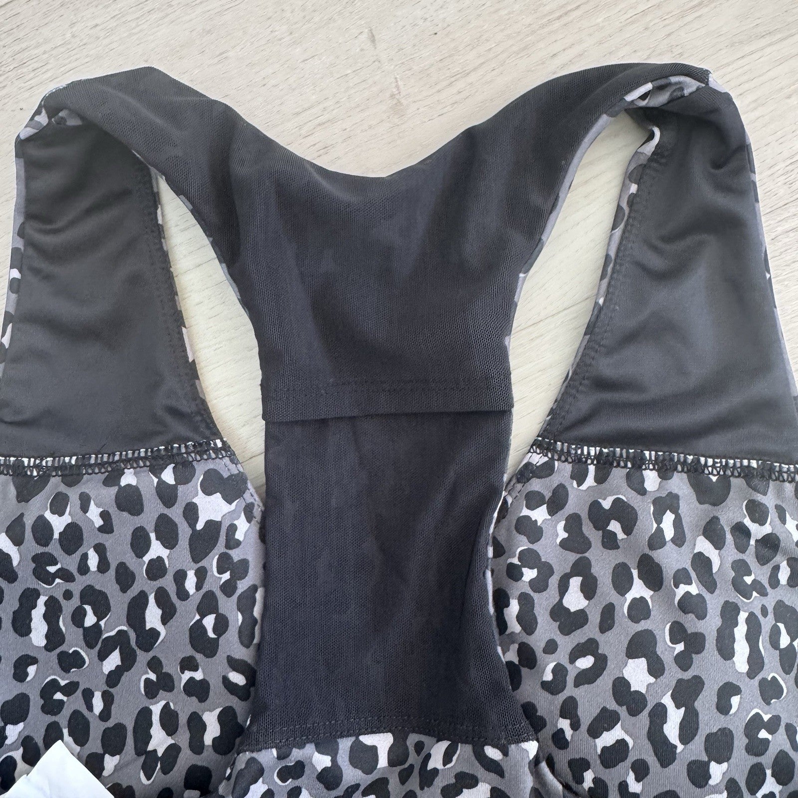 Fabletics Sports Bra Women Small Gray Black Leopard Print Racerback