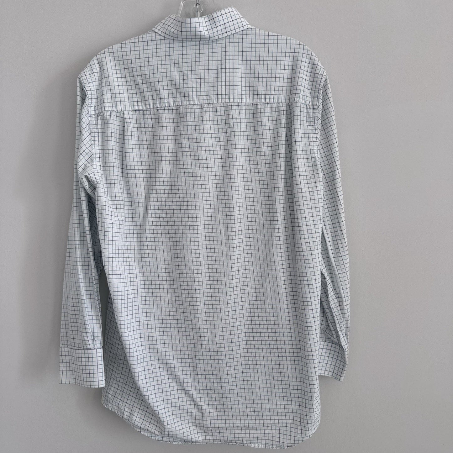 Tattersall London 16 32/33 Check Dress Shirt Blue Green Cotton