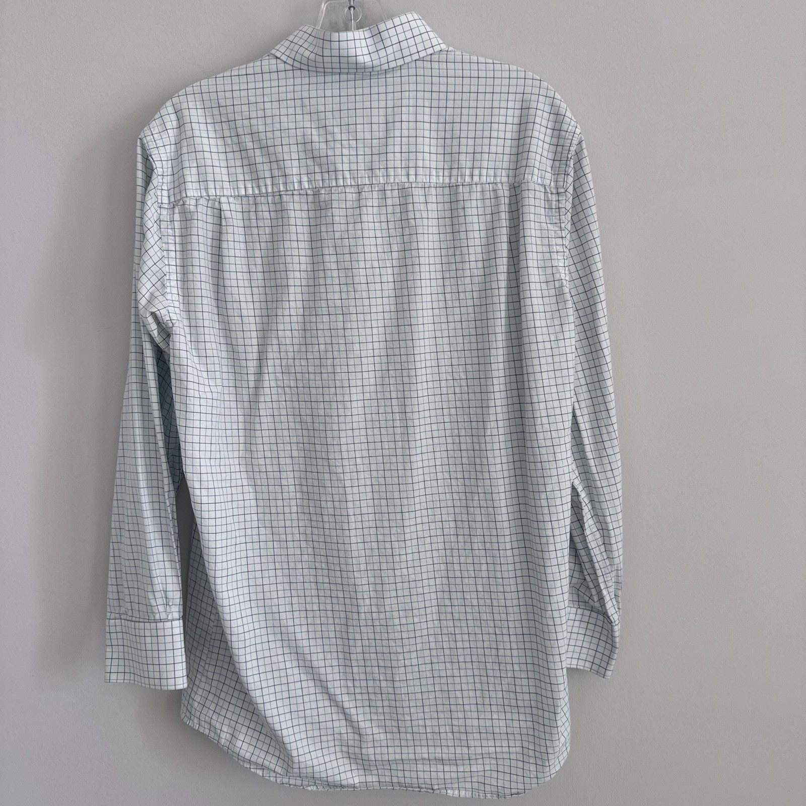 Tattersall London 16 32/33 Check Dress Shirt Blue Green Cotton