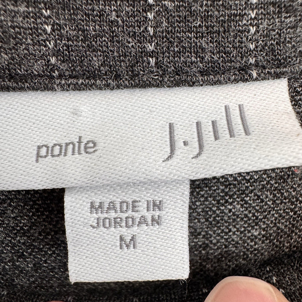 J Jill Ponte Dress Medium Gray Knit 3/4 Sleeve Stretch Office Career POCKETS