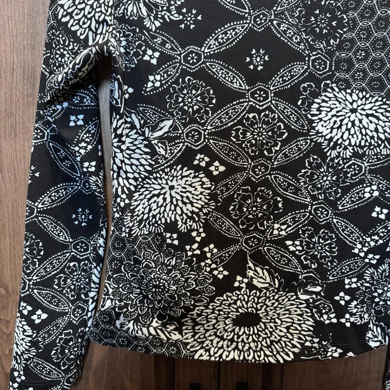 Vintage Wet Seal Black White Floral Y2K Collared Stretch Top Size L VTG Rare