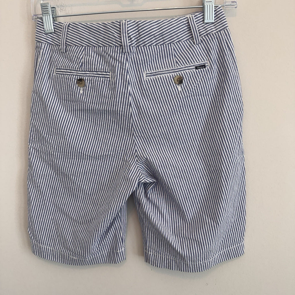 Polo Ralph Lauren Boys Seersucker Shorts Size 12 Blue White Stripe NWT $59.50