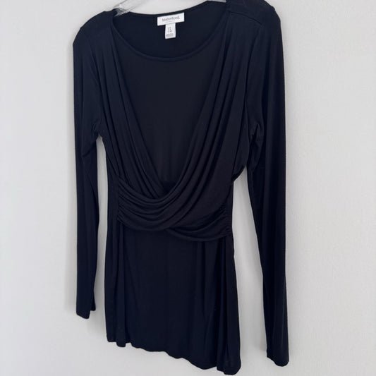 Motherhood Maternity Black Draped Long Sleeve Top Womens Small Stretch