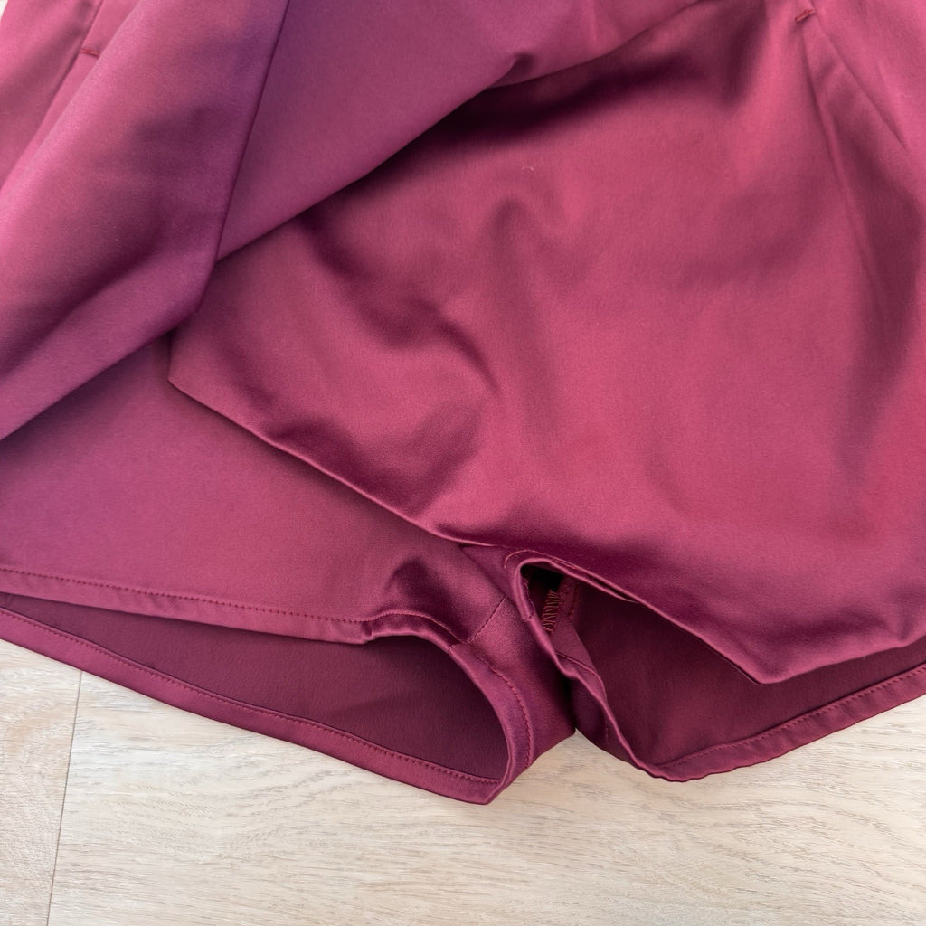 Express Burgundy Wrap Skort Size 2 High Rise Mini Career Chic Women’s