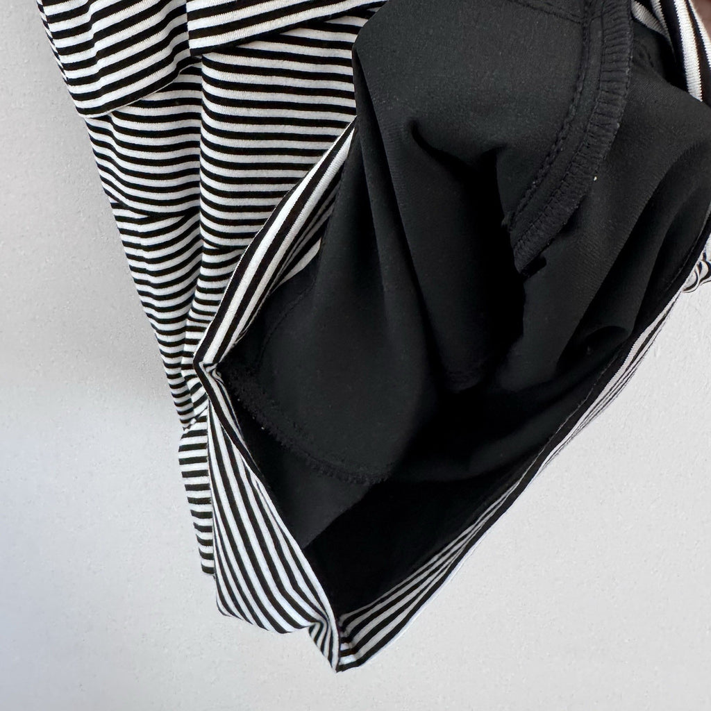 White House Black Market Striped Sheath Dress 14 Black White Ruffle