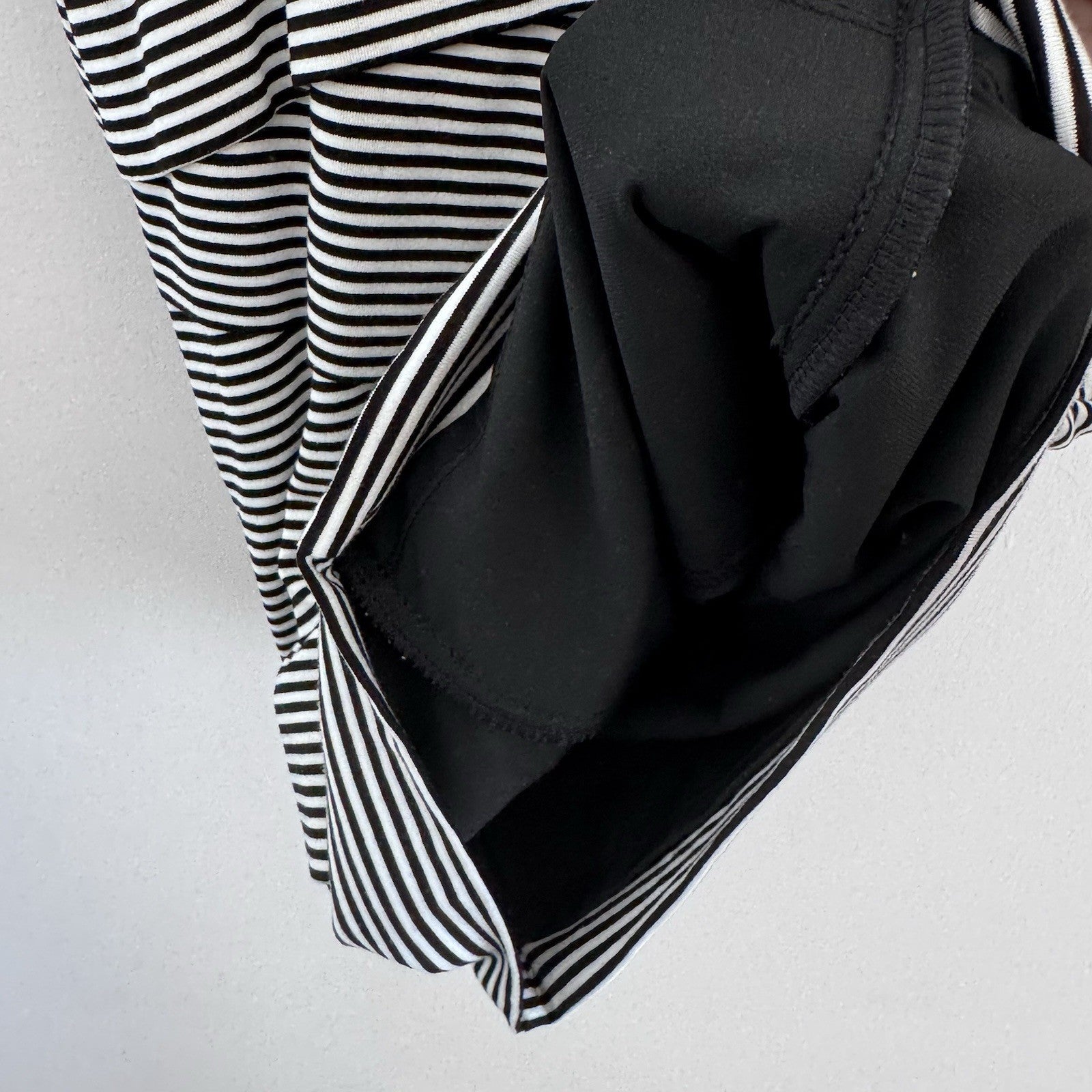 White House Black Market Striped Sheath Dress 14 Black White Ruffle