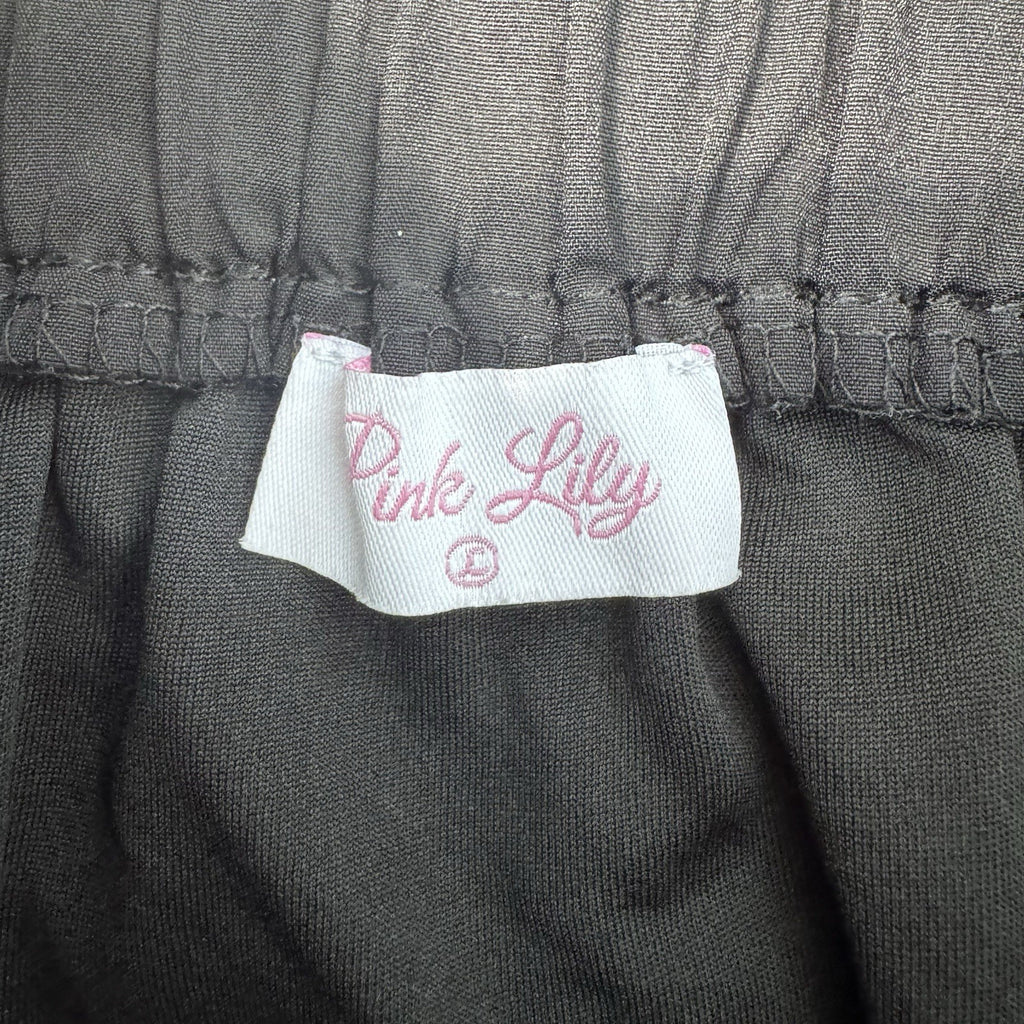Pink Lily Wide Elastic Band Lined Lounge Athlete Shorts Black Size Large