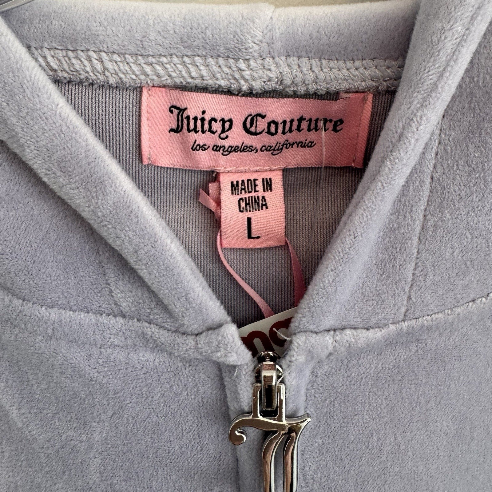NWT Juicy Couture Velour Tracksuit Set Lavender Haze L Y2K OG Bling Rhinestone