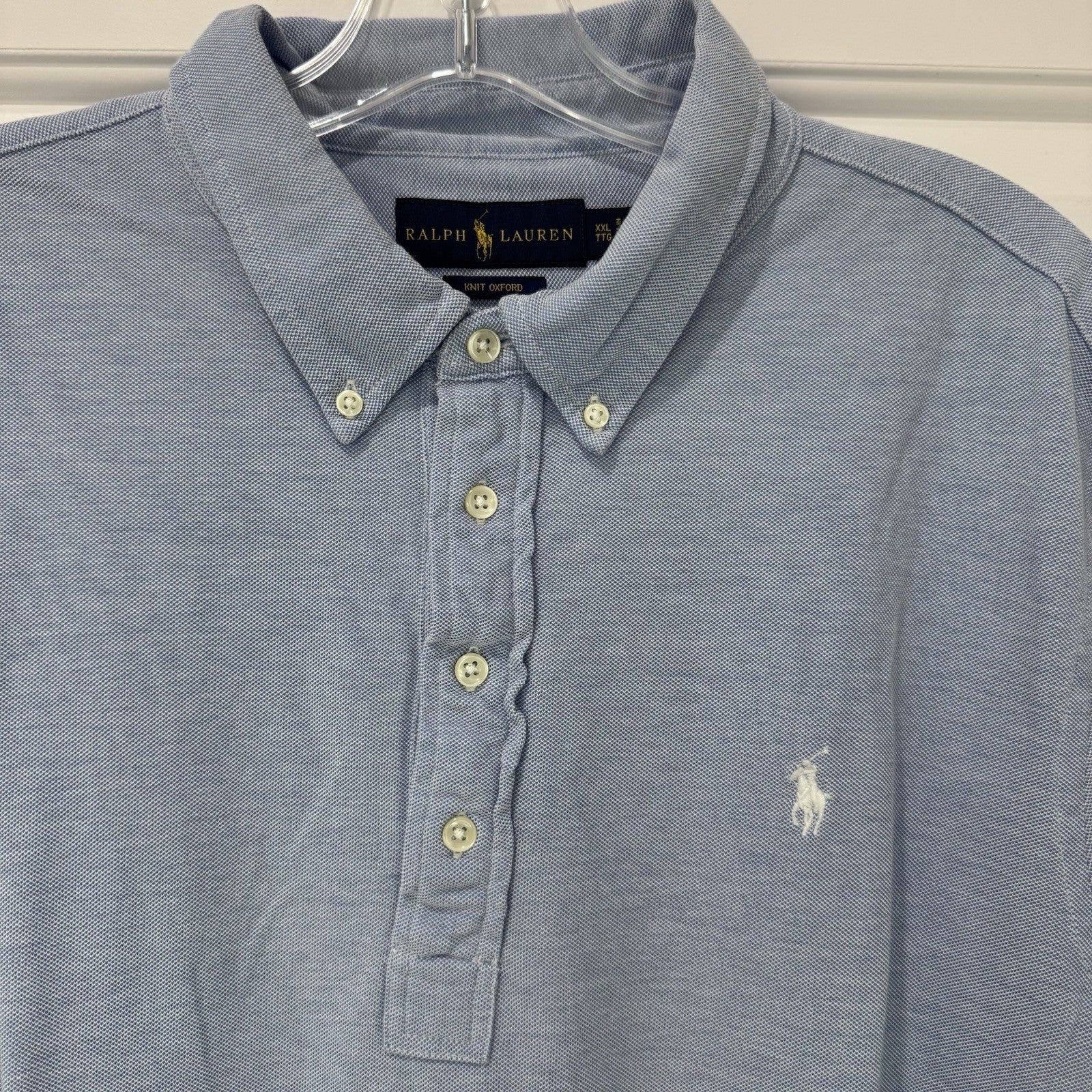 Ralph Lauren Knit Oxford Polo Shirt XXL Blue Short Sleeve 100% Cotton