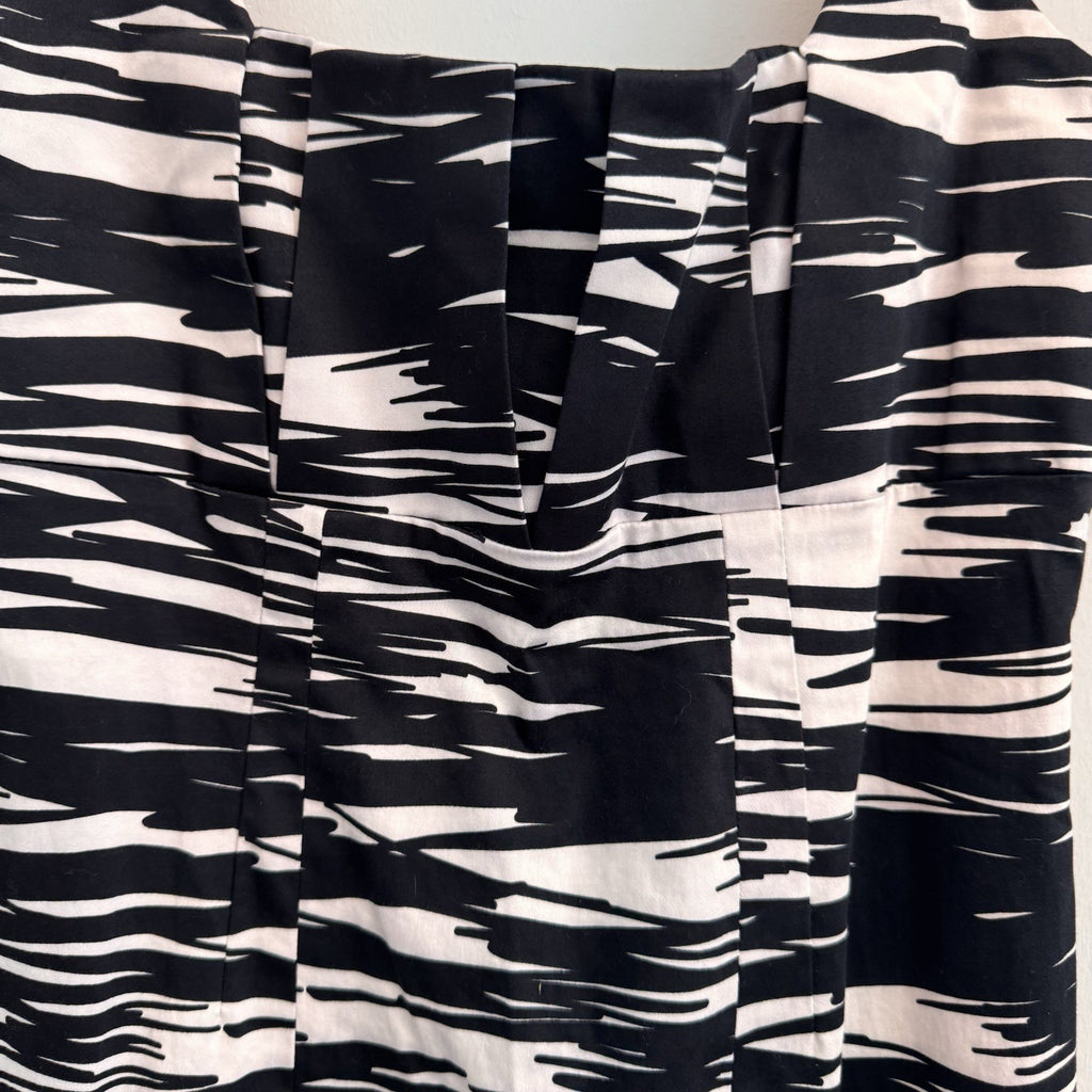 Calvin Klein Women 6 Sheath Dress Abstract Black White Brushstroke Cotton