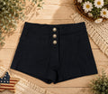 Body Central Black High Waist Sailor Shorts Gold Button Stretch Women’s S Y2K