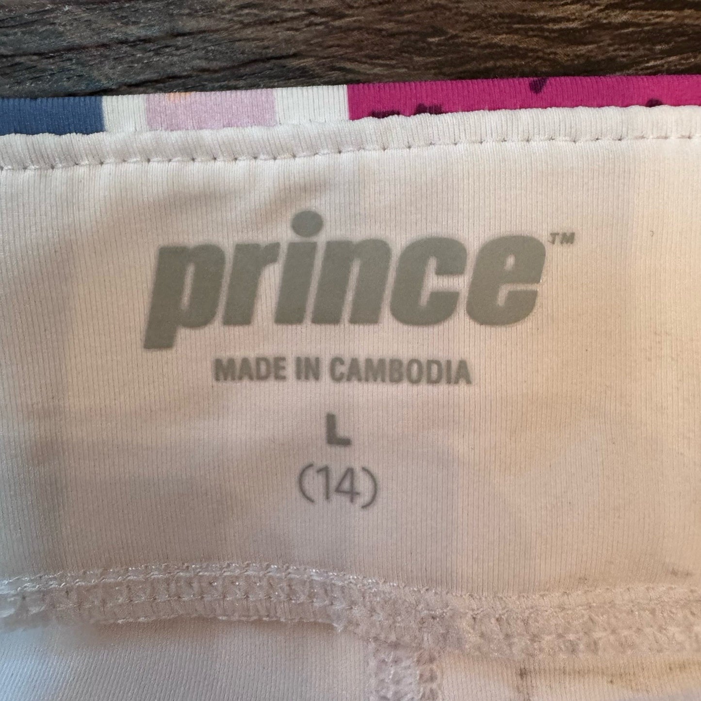 Prince Girls Tennis Skort L 14 Playground White Print Built-In Shorts NWT $40