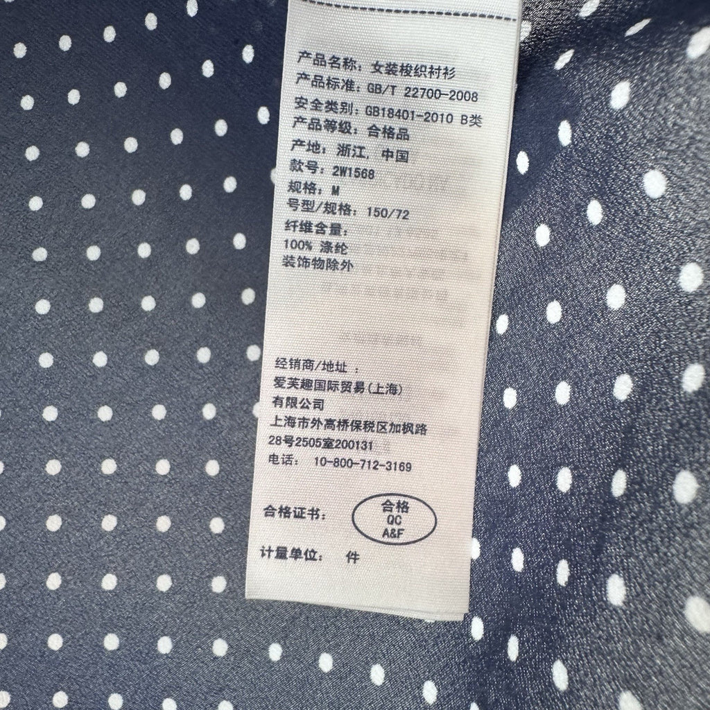 Abercrombie Kids Polka Dot Button Up Blouse Blue Sheer Size M