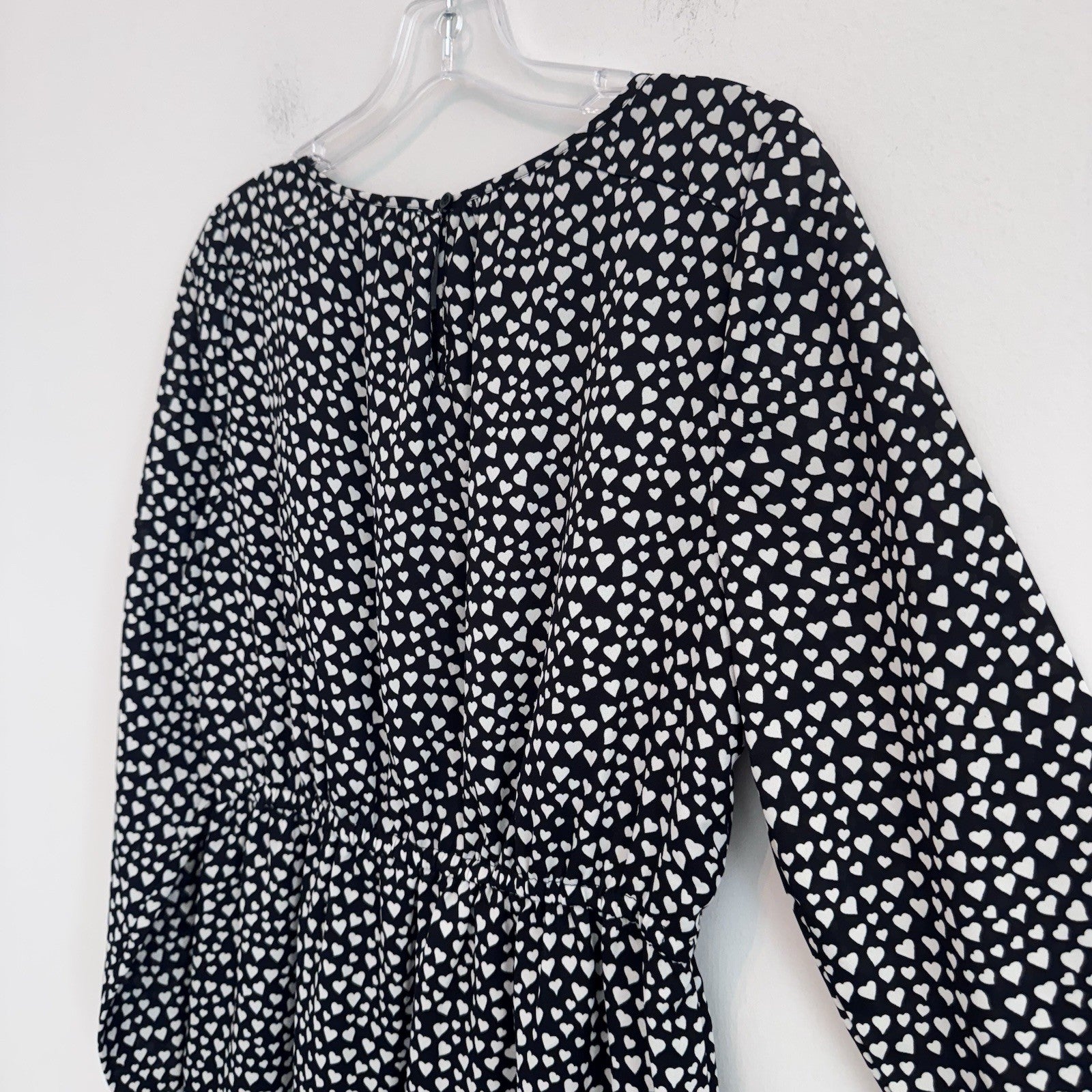 J.Crew Mercantile Heart Print Dress Women’s Size 4 Black White Long Sleeve