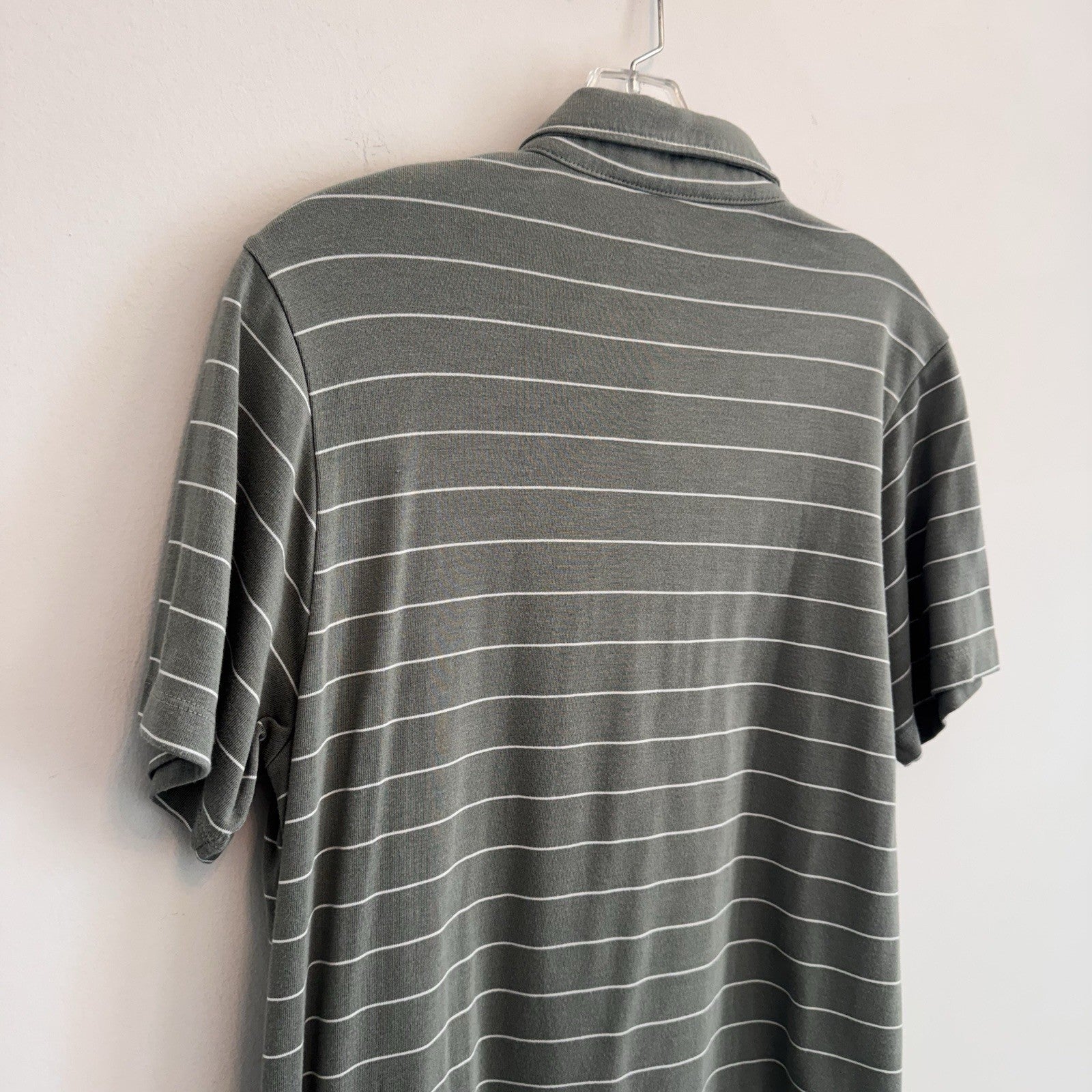 Free Fly Bamboo Performance Polo Shirt Men’s Small Green Striped Pocket