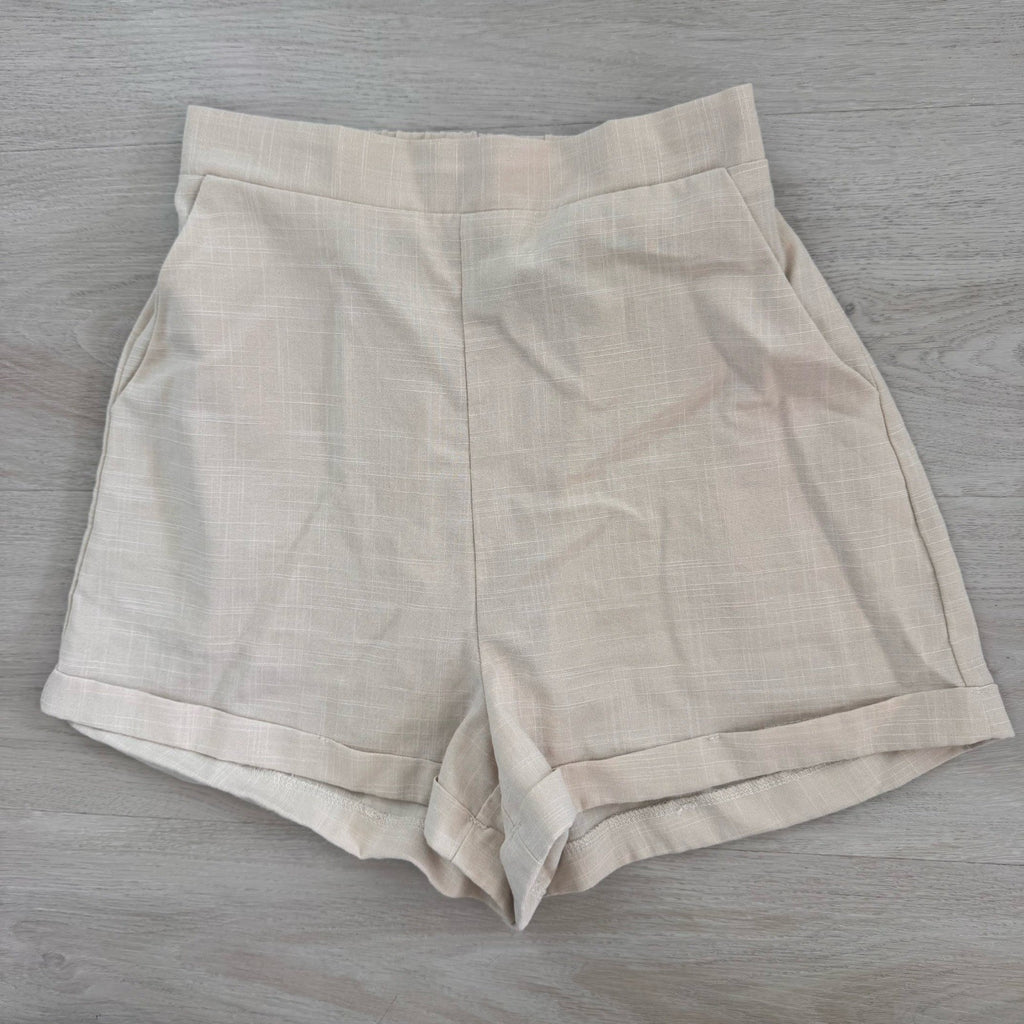 Princess Polly Women’s Beige Linen Look Tailored Shorts US 2 Minimalist