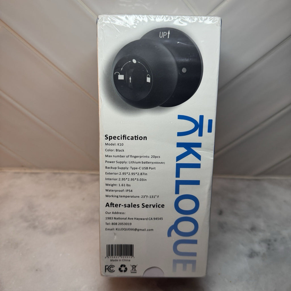 KLLOQUE K10 Smart Fingerprint Door Knob Lock Tuya App Keyless Black New